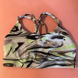 lululemon athletica Marble-Print Sports Bra in Black, Gray, Green